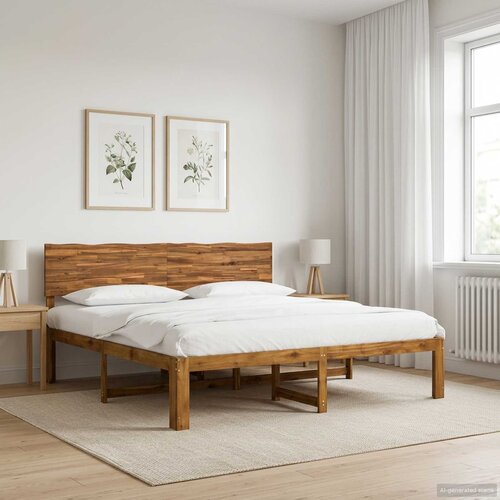  Krevetni okvir s uzglavljem ROSTOCK Prirodna 200 x 200 cm Cijene