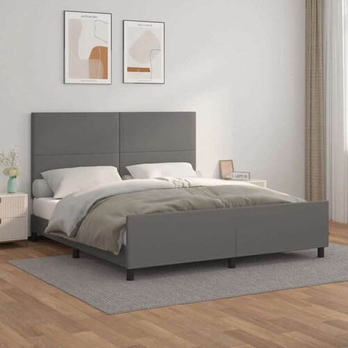 Posteljni okvir z vzglavjem siv 160x200 cm umetno usnje, (20903775) Slike