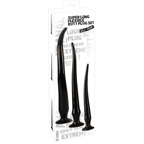  Set analnih dildoa Super Long Flexible Butt Plug, Crni Slike
