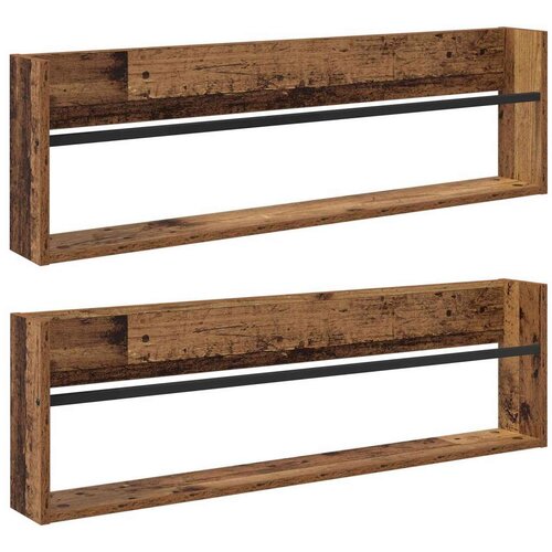  Polica za časopise s policom 2 pcs Staro drvo 100 x 12 x 30 cm Slike