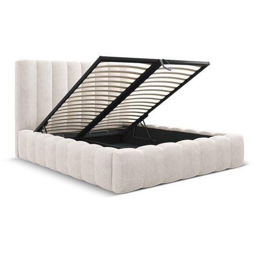 Micadoni Home Krem tapecirani bračni krevet s prostorom za odlaganje s podnicom 160x200 cm Kelp &amp;ndash; Slike