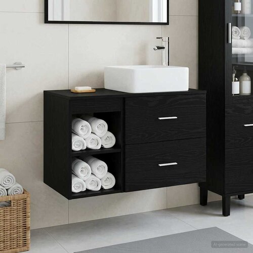  Set namještaja za kupaonicu 2 kom. Crni hrast Konstruirano drvo Crna 49,5 x 41 x 80 cm Cene
