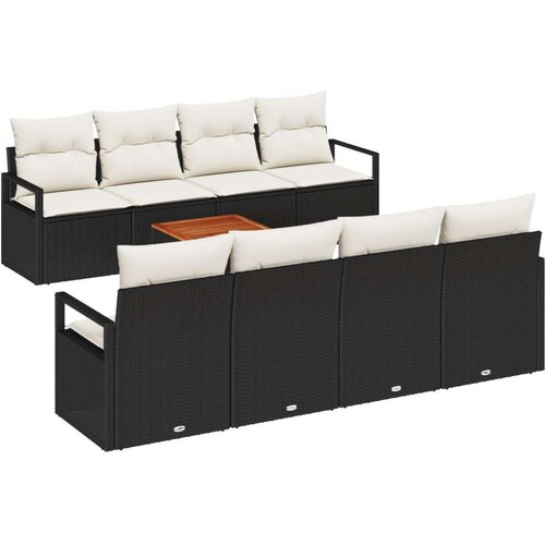  9-dijelni set vrtnih kauča s jastučićima Crna Poliratan Akacija  2-sjedala vrtni kauč s jastučićima Crna Poliratan Cijene