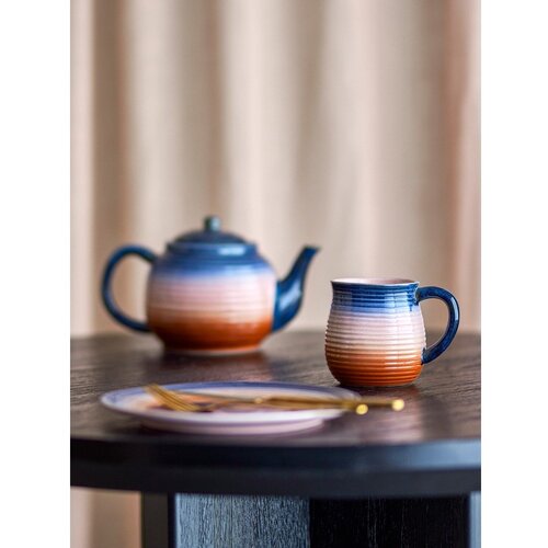 Bloomingville Modre/oranžne keramične skodelice v kompletu 4 ks 200 ml Tatum &amp;ndash; Slike