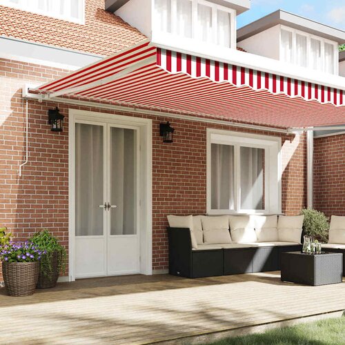  Skrovita tenda Crvena i bijela 500 &amp;times; 300 cm Tkanina i Metal Slike