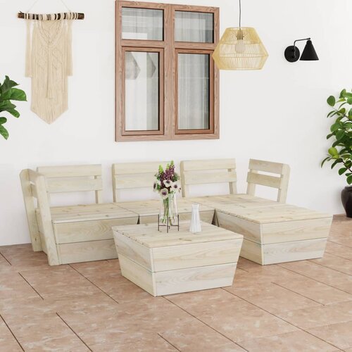 The Living Store Vrtna garnitura iz palet 5-delna impregniran smrekov les - Vrtna Sedežna Garnitura, (21426498) Slike