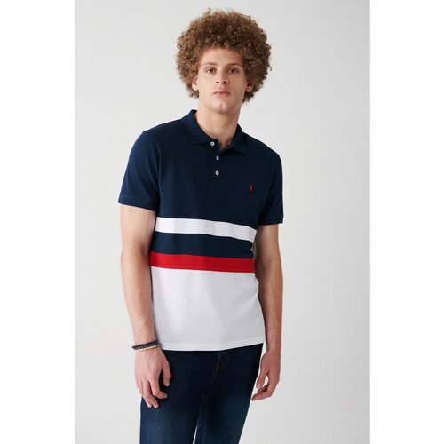 Avva Men's Navy Blue 100% Cotton Marine Printed Standard Fit Normal Cut Polo Neck T-Shirt Slike