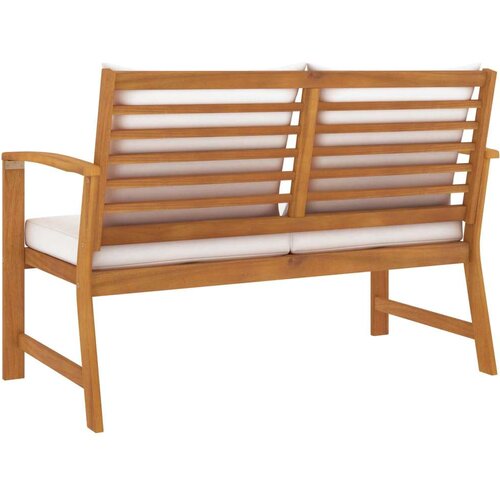  Klupa s krem jastucima 120 cm od masivnog bagremovog drva Slike