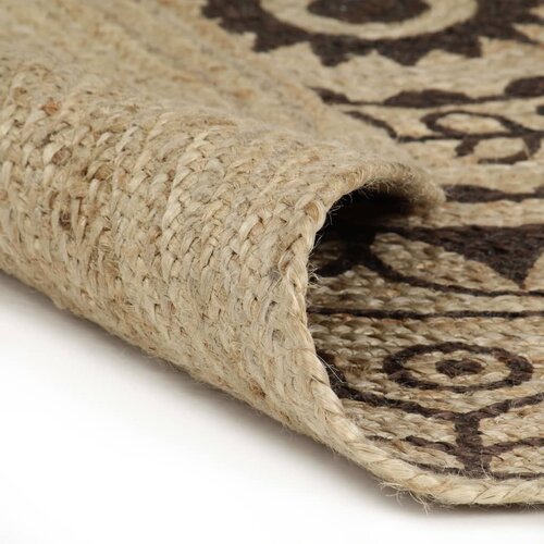 Maison Chic Preproga, Rug iz jute s temno rjavim potiskom ročno izdelana 120 cm, (22121224) Slike