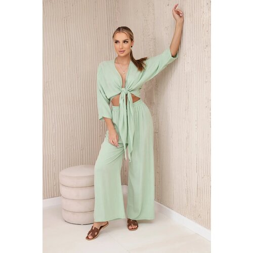 Kesi Women's set blouse with ties + trousers - mint Cijene