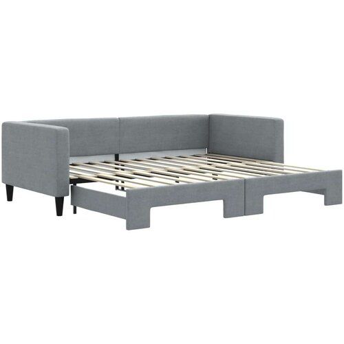 VidaXL Dnevni krevet na razvlačenje svjetlosivi 90 x 200 cm od tkanine Slike