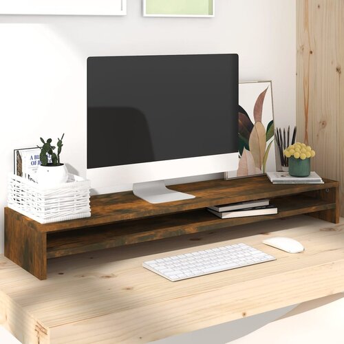 VidaXL Stalak za monitor boja dimljenog hrasta 100 x 24 x 13 cm drveni Slike