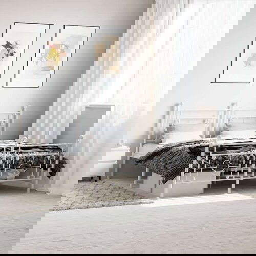 Metalni okvir kreveta uzglavlje i podnožje bijeli 150 x 200 cm Cene