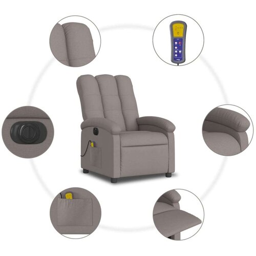 VidaXL Električni masažni naslonjač od tkanine smeđesivi Slike