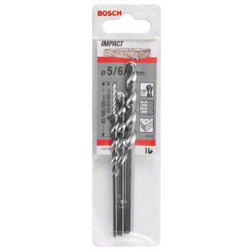 Bosch Accessories CYL-1 1609200204 karbid spiralno svrdlo za kamen-komplet 3-dijelni 5 mm, 6 mm, 8 mm cilinder 1 Set Slike