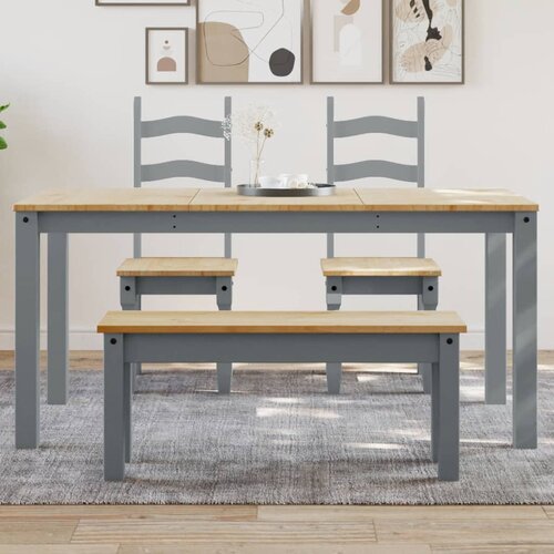  The Living Store Jedilna miza Panama siva 160x80x75 cm trdna borovina - Jedilna Miza, (21448100) Slike