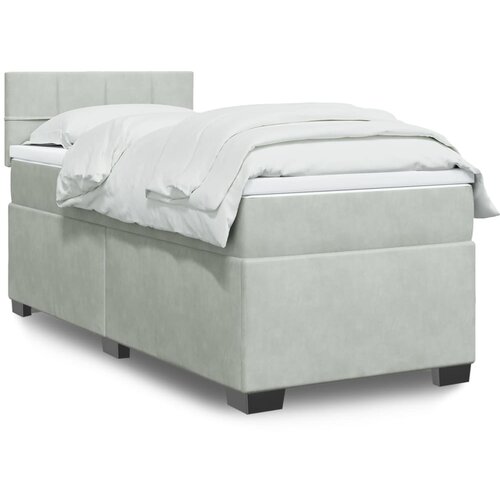 vidaXL Box spring postelja z vzmetnico svetlo siva 100x200 cm žamet Cene