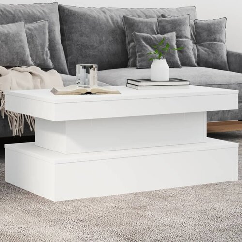  The Living Store Klubska mizica z LED lučkami bela 90x50x40 cm - Klubska Mizica, (21442042) Slike