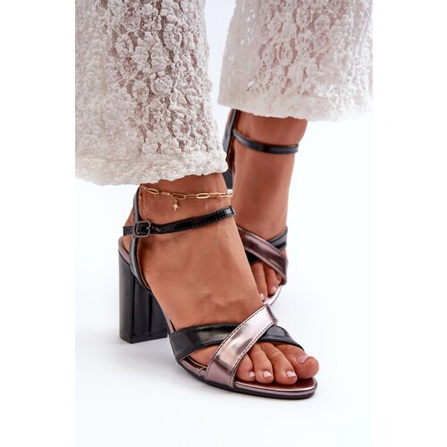 Kesi High heel sandals made of Black Abilica eco-leather Slike