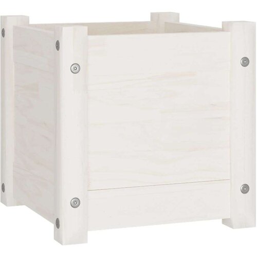 VidaXL Vrtna sadilica bijela 31 x 31 x 31 cm od masivne borovine Slike