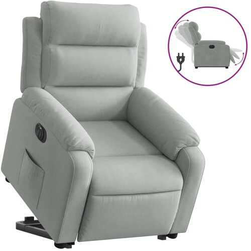 Maison Chic Električni naslanjač - Relax naslanjač s funkcijo vstajanja svetlo siv žamet, (22062285) Slike