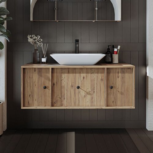 Hanah home kupatilski ormarić sa lavaboom 2543, 120 cm, atlantski bor Cene