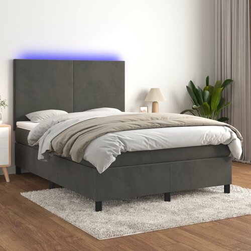 The Living Store Box spring postelja z vzmetnico LED temno siva 140x190 cm žamet - Box Spring Postelja, (21489451) Slike