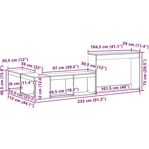 VidaXL Noćni ormarić sa stolom bijeli 232x112x75 cm masivna borovina Slike