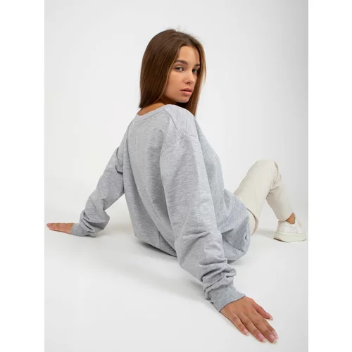 Fashion Hunters Gray basic sweatshirt without an oversize hood