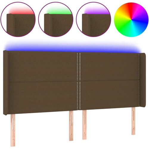 Maison Chic led posteljno vzglavje - vzglavna omarica - nočna omarica temno rjavo 183x16x118/128 cm blago, (21711782) Slike
