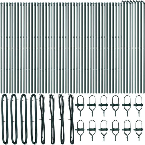 VidaXL Stupovi ograde 52 komada Zeleni &amp;Oslash;32 mm 170 cm Galvanizirani čelik Slike