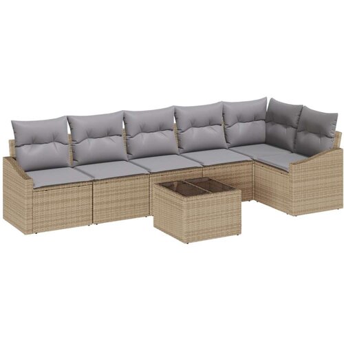  Vrtna sofa garnitura Set od 7 Bež PE ratan Vanjski kauč Slike