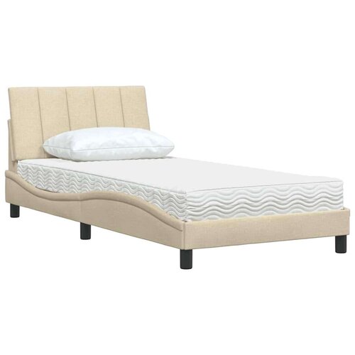  Krevet s madracem krem 100 x 200 cm od tkanine Slike