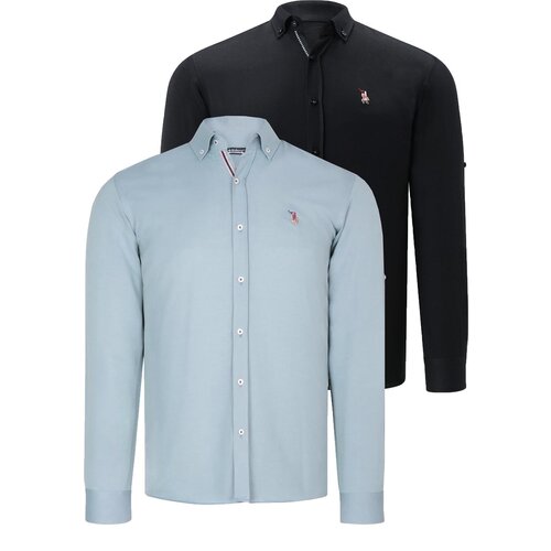 Dewberry DUAL SET G674 MENS SHIRT-BLACK-WATER GREEN Slike
