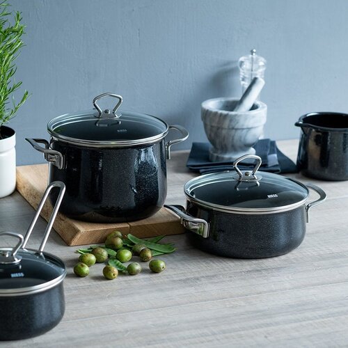 RIESS Kozica s pokrovom Black Magic 20cm / 2l / dva ročaja / emajl, (5000229125) Slike