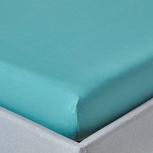HOMESCAPES teal egipčanski bombaž 30 cm globok prilegajoči se prtljažnik 200 nitk, 140x190 cm, (20750416) Slike