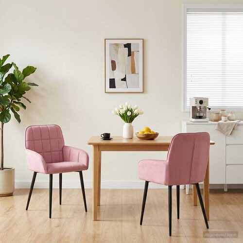  Trpezarijske stolice 2 pcs Baršun Ružičasta 57 x 50 x 85 cm Cene