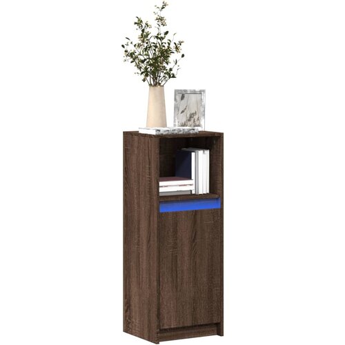 VidaXL Komoda z LED rjavi hrast 38x34x100 cm inženirski les Slike