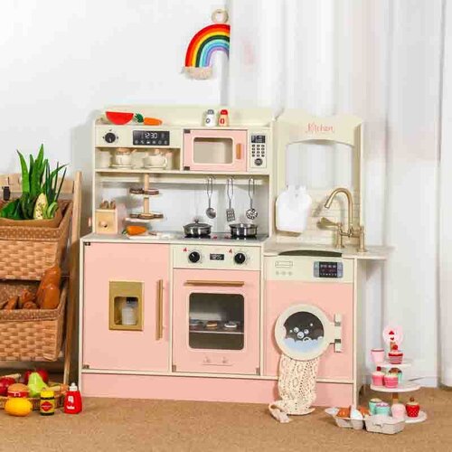  Dečija drvena kuhinja - roze bela MSN24020 Slike