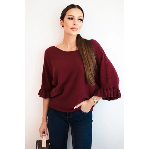 Kesi Włoski Women&amp;#039;s sweater with decorative cuff red Slike