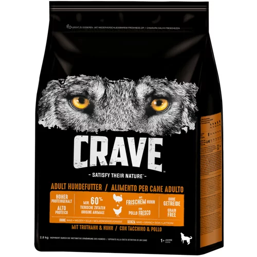 CRAVE Adult suha hrana za pse s puretinom i piletinom - 2,8 kg