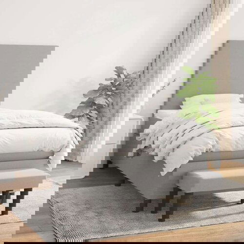  Box spring postelja z vzmetnico svetlo siva 90x200 cm blago, (20790955) Cene