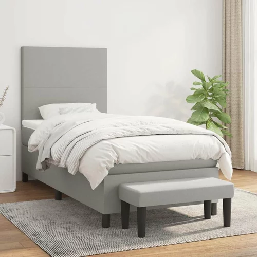  Box spring postelja z vzmetnico svetlo siva 90x200 cm blago, (20790955)