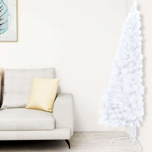 vidaXL Polovična novoletna jelka s stojalom bela 240 cm PVC Cene
