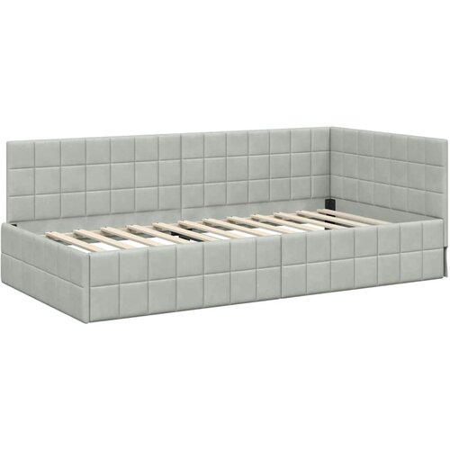 vidaXL Kotna postelja z vzglavjem Svetlo siva 100 x 200 cm Žamet, (5000069416) Cene
