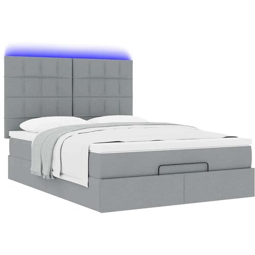 VidaXL Otomanski krevet s madracem&amp;amp;LED svijetlosivi 140x190 cm tkanine Slike