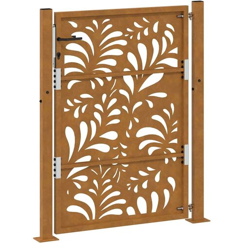 VidaXL Vrtna vrata 105x130 cm otporni čelični valoviti dizajn Slike