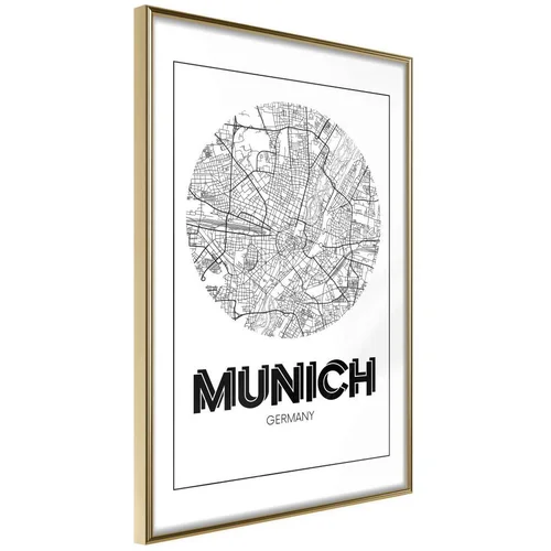  Poster - City Map: Munich (Round) 30x45