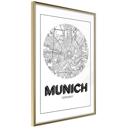  Poster - City Map: Munich (Round) 30x45 Slike