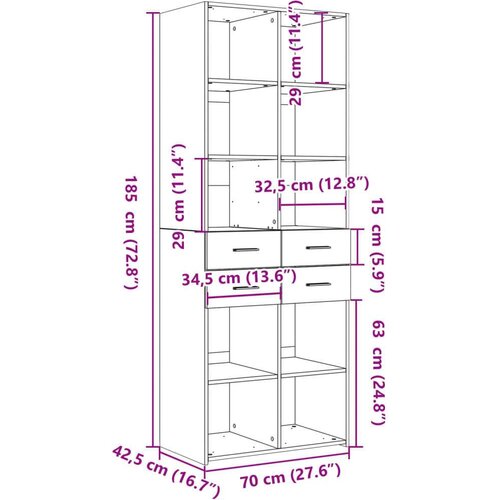 vidaXL Visoka komoda bijela 70 x 42,5 x 185 cm od konstruiranog drva Cene